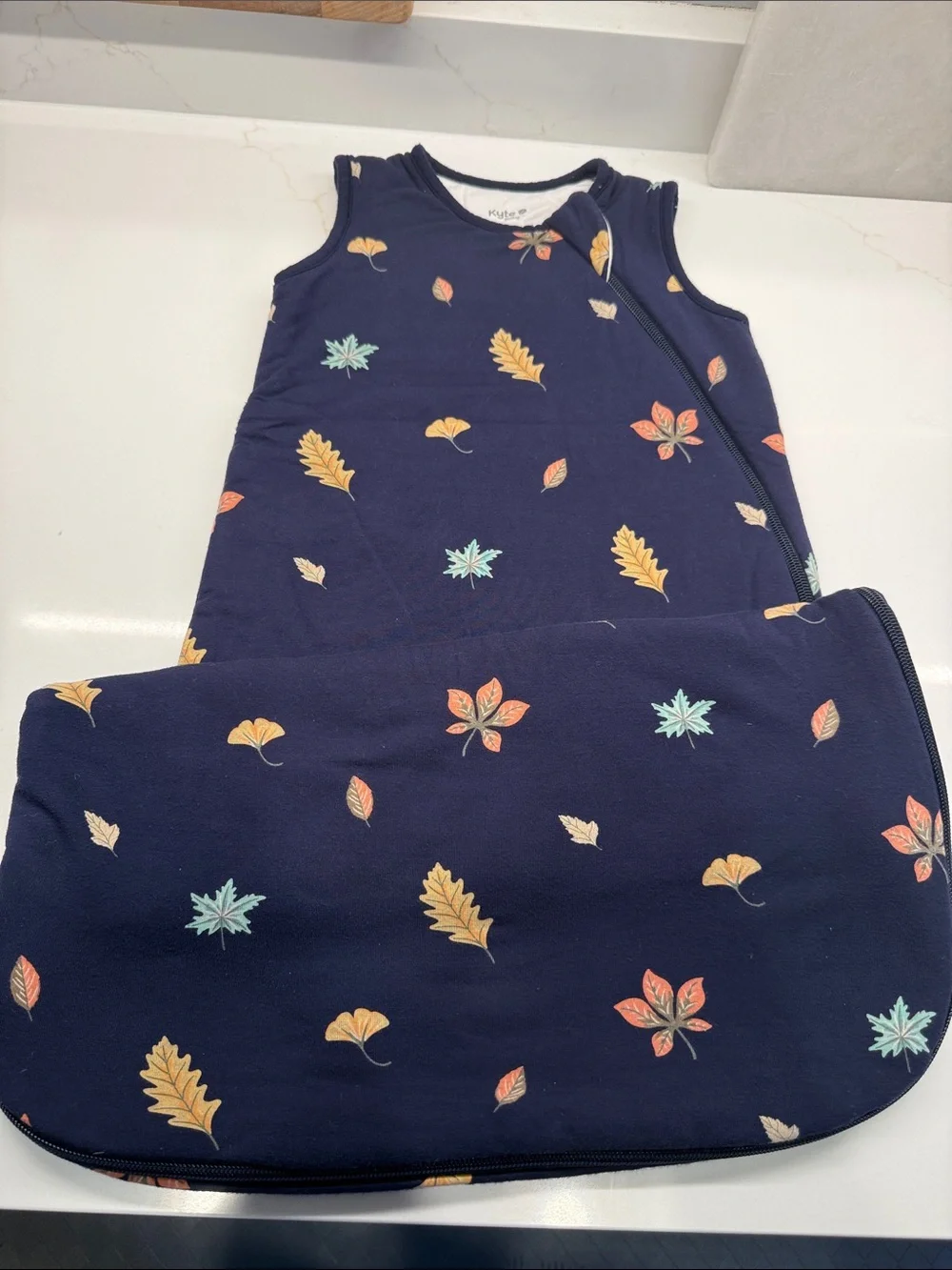 Kyte BABY Navy Sleep Sack in “Foliage” Leaf Print - M - 1.0TOG 6-18mo